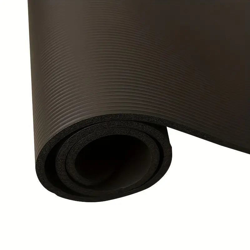 Premium 0.8cm Thick Black Yoga Mat with Carry Strap