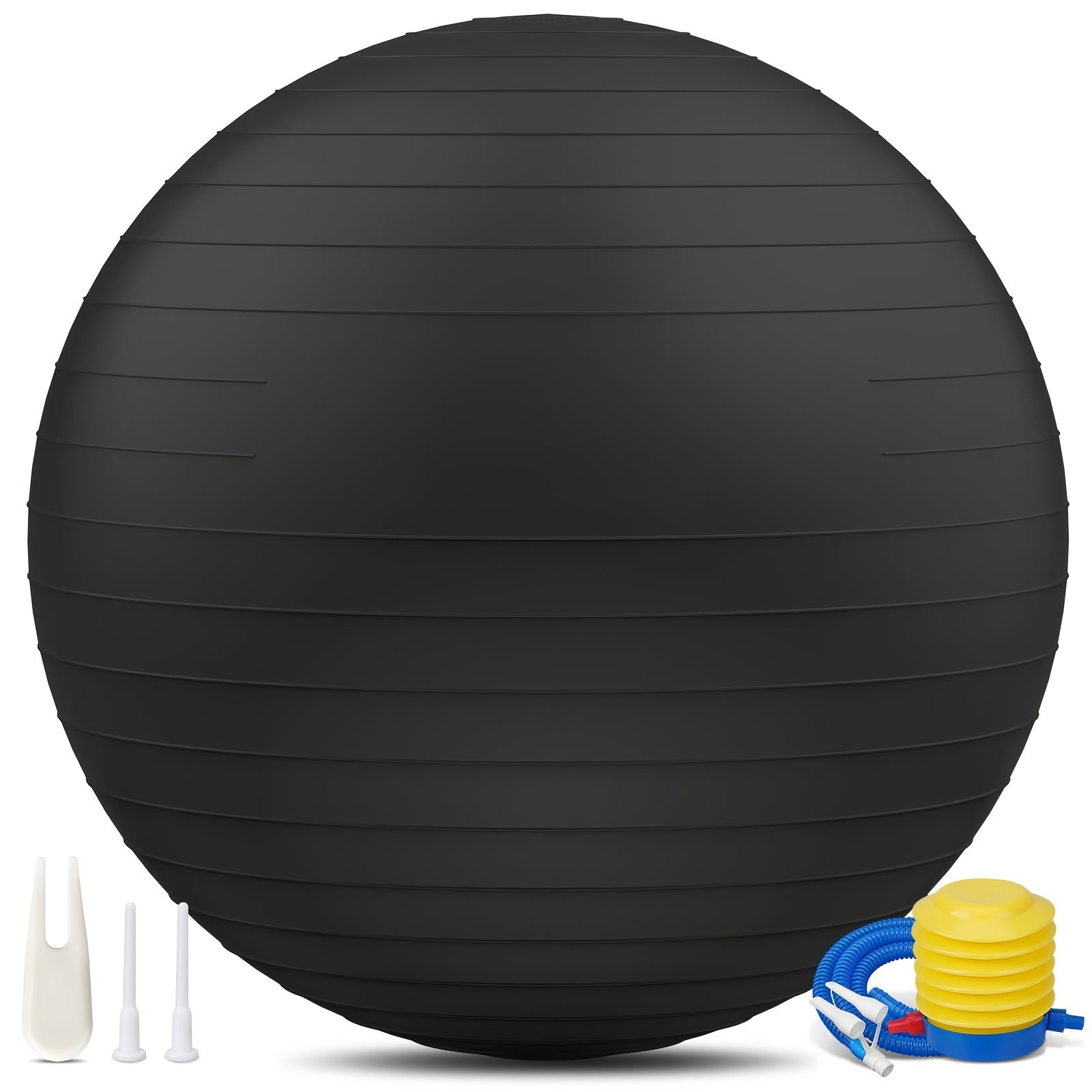 Heavy-Duty Explosion-Proof Yoga Ball with Air Plug and Pump(Black)