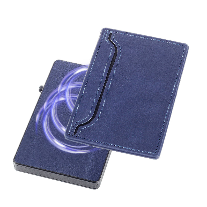 TOYFID Wallet with PU Leather Cover, Aluminum Alloy Pop-Up Wallet Card Holder