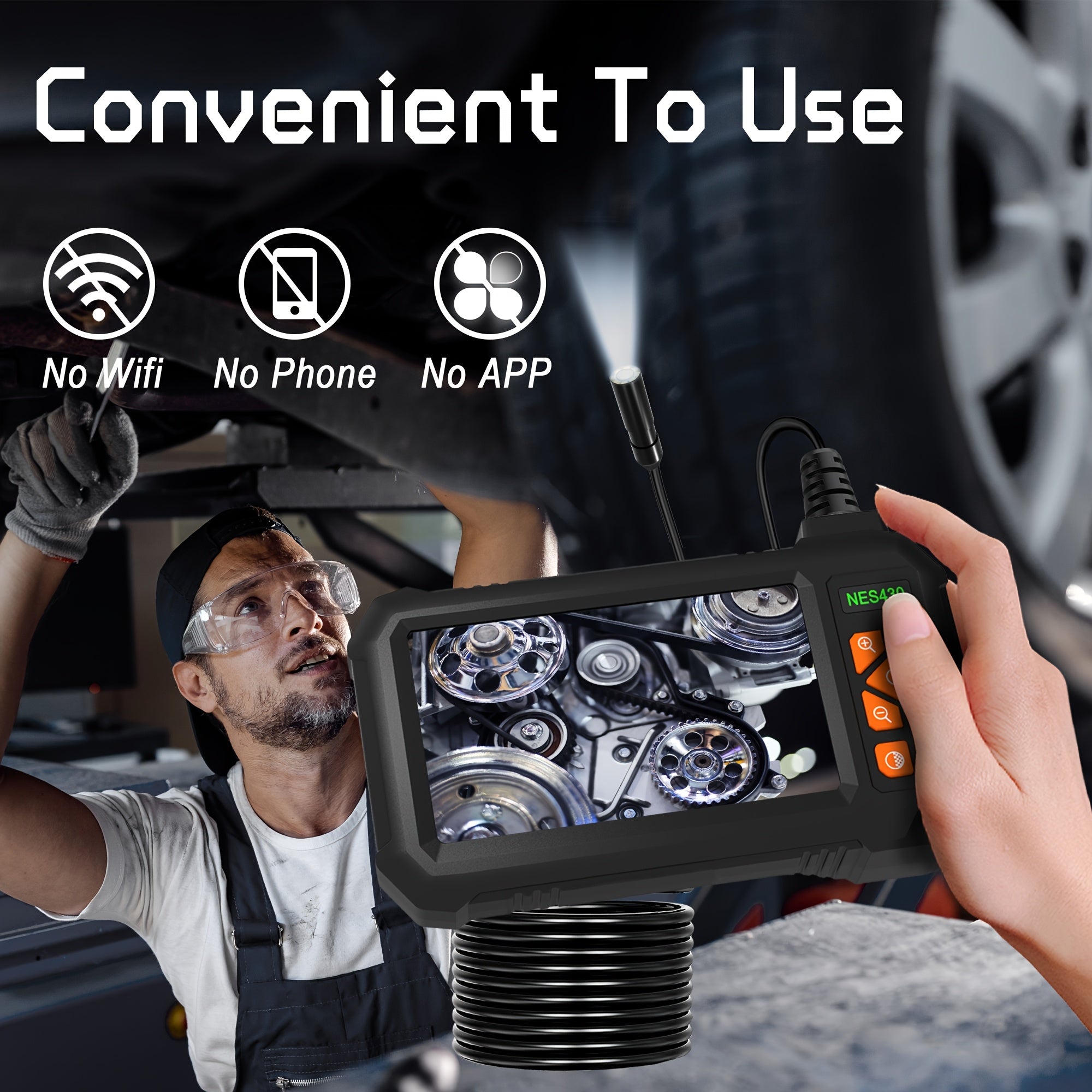 Borescope Camera with Light & Screen (1080P HD)
