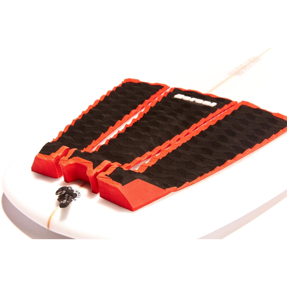 DORSAL Three 3 Piece EVA Surfboard Deck Traction Pads with Kicker Tail for Stomp Skimboards, Surf Boards, Fish Board, Funboard Black/Blue/Red