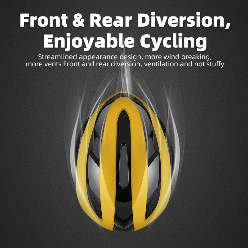 Ultralight Bicycle Helmet Magnetic Snap Closure 58–61cm Yellow