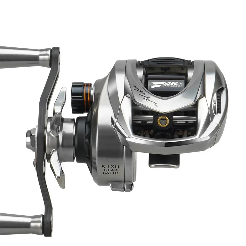 Baitcasting Fishing Reel Magnetic Braking Right Hand Silver