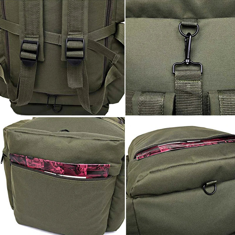 100L Tactical Backpack Waterproof Camping Duffel Green