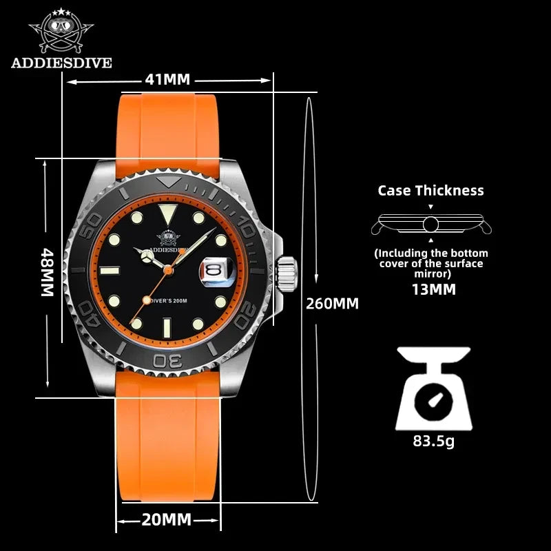 Color: Rose - ADDIESDIVE Rotatable Bezel Watch For Men 41mm Quartz Watch Stainless Seel BGW9 Lumino