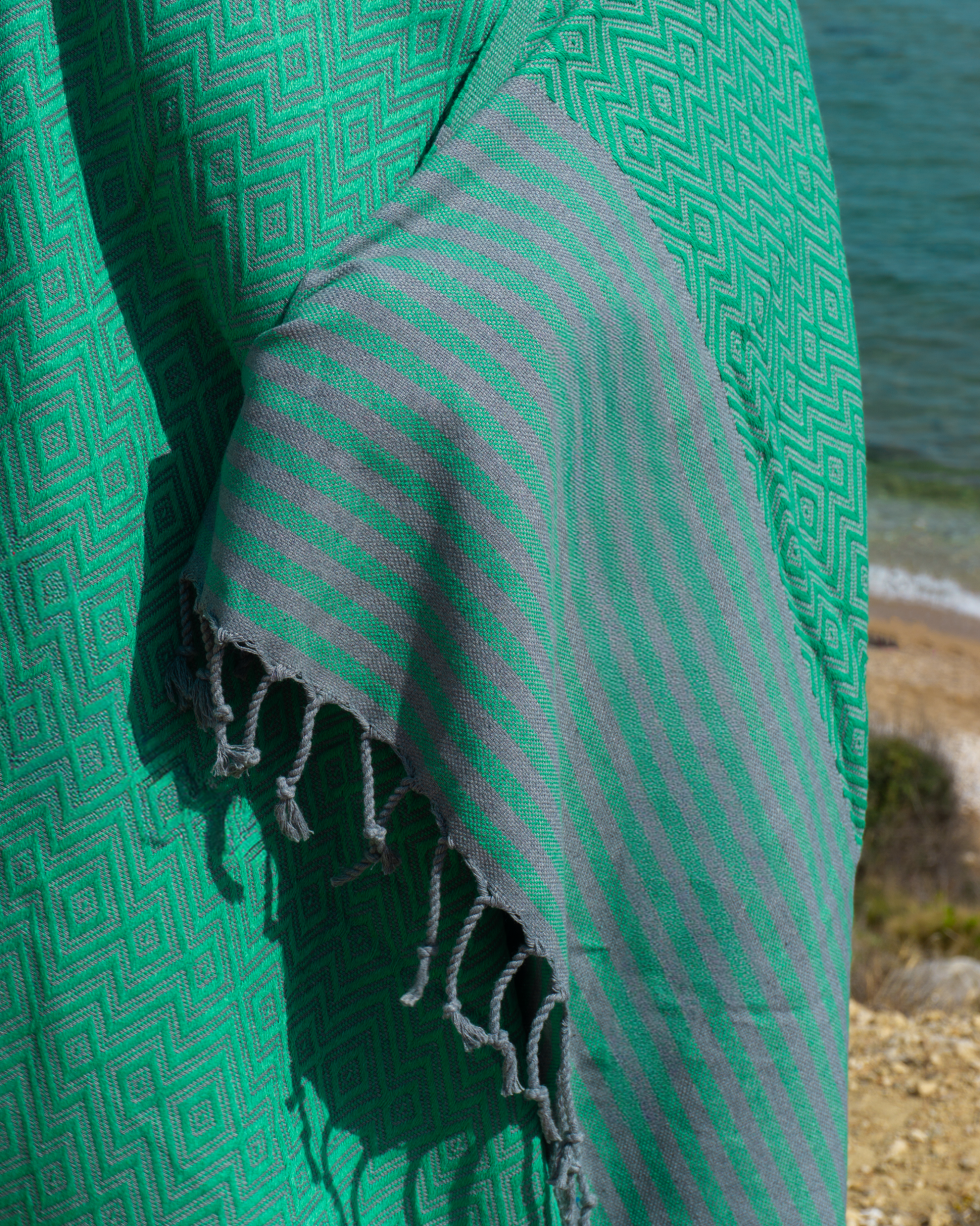 SAHARA Hammam Beach Towel, Spa Sauna Towel - Green