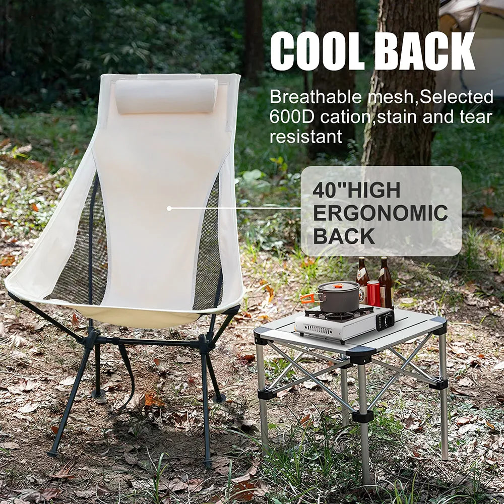 Portable Camping Chair - Lightweight Aluminum Alloy with Headrest