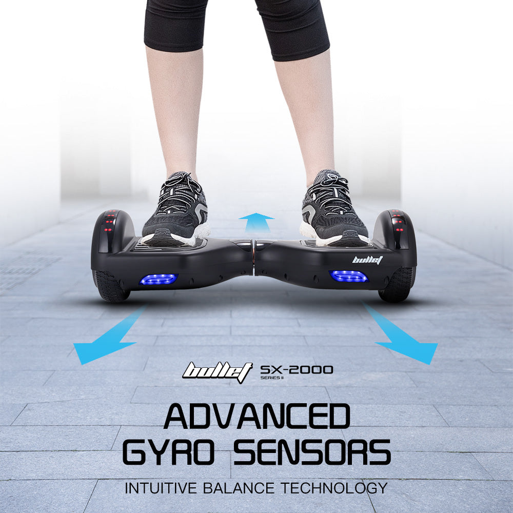 NNEDSZ Bullet SX-2000 Hoverboard Scooter, 500W Brushless, Superior Self Balancing System, UL Certified, LED Lights, Black