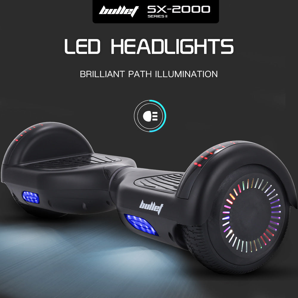NNEDSZ Bullet SX-2000 Hoverboard Scooter, 500W Brushless, Superior Self Balancing System, UL Certified, LED Lights, Black