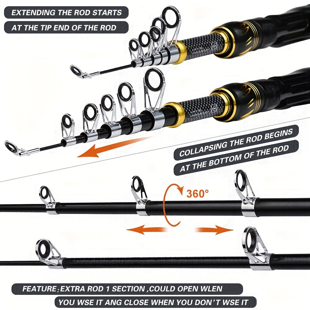 Fishing Rod Reel Combo Kit with Lures and Bag