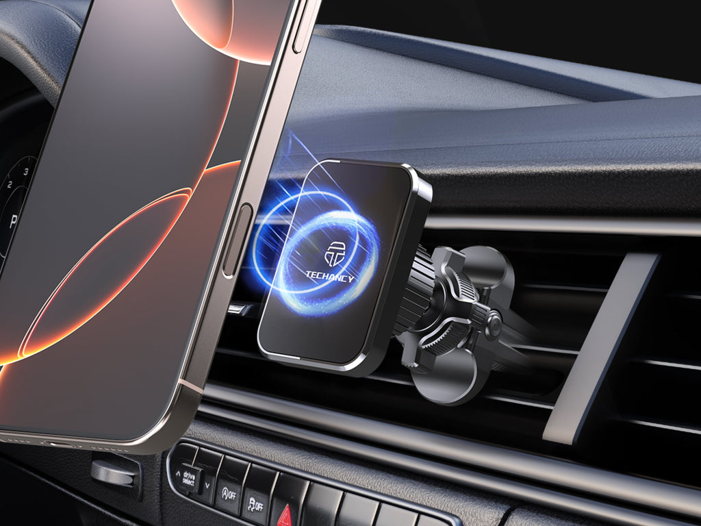 Techancy Magnetic Car Holder TI2339 Grille Mount 360 Degree Rotation 4 Strong Magnets Stable Anti-slip Black
